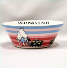 ARABIA, Muumikulho Ruusutarha, kes�kausikulho,Moomin Bowl, Rose Garden (summer season bowl 2010),Design:Tove Slotte-Elevant,Korkeus n. 5.5 cm, halkaisija n. 15 cm, 5 kpl,58�/kpl,( Tuote nro 204M )'