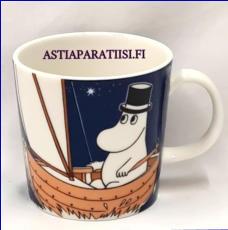 ARABIA,Muumimuki Muumipappa, syv� sininen ,Moomin Mug, Moominpappa, deep blue (2014-),Design:Tove Slotte-Elevant,Korkeus n. 8 cm, halkaisija n. 8 cm, 0 kpl,( Tuote nro 160M )