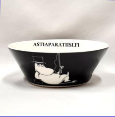 ARABIA, Muumikulho Muumipappa tuumiskelee,Moomin Plate/bowl, Moominpappa in his Thoughts (2004-2013),Design:Tove Slotte-Elevant,Korkeus n. 5.5 cm, halkaisija n. 15 cm 4 kpl,38�/kpl,( Tuote nro 201M )'