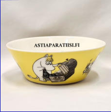 ARABIA, Muumikulho Niiskuneiti ja aarrearkku,Moomin Bowl, Snorkmaiden, yellow (2004-2012),Design:Tove Slotte-Elevant,Korkeus n. 5.5 cm, halkaisija n. 15 cm 2 kpl,48�/kpl,( Tuote nro 200M )'
