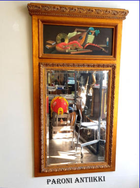 Näyttävä Antiikki Fasettihiottu peili,Mitat: K.156 cm  L.90 cm,350€ ( Tuote nro 102P )