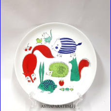 ARABIA,Nooan Arkki lasten lautanen,Design: Gunvor Olin-Gr�nqvist (koriste), Kaarina Aho (malli),Valmistettu 1954 (malli), 1963 (koriste),leveys n. 19,5 cm,2 kpl,82�/kpl ker�ily kappale ( Tuote nro 142R )