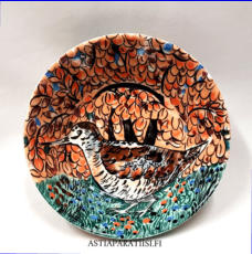 ARABIA, Hubertus Lehtokurppa, Pro Arte 1994, syv� lautanen,Design:Dorrit von Fieandt,Tuotannossa 1994, alkuper�istuotantoa.leveys 16,5 cm,1 kpl, 200�/kpl,( Tuote nro 173R )