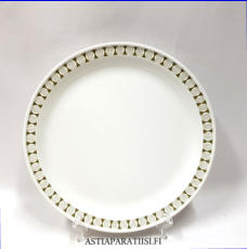 ARABIA, Seita vihre� ,matala salaattilautane,Design:Raija Uosikkinen ( koriste ), B�ck G�ran ( malli ),alkuper�istuotantoa.Valmistettu 1961-1969,leveys n.19,8 cm,5 kpl, 24 �/kpl ( Tuote nro 192R )