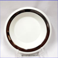 ARABIA,Platina syv� ruokalautanen hopearaita,leveys n. 20 cm,6 kpl, 18 �/kpl ( Tuote nro 236R )