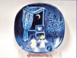 ARABIA, koristelautanen  Anna meille enkeleit�,Design:Riittatuulikki Hirvonen,Mitat Korkeus n. 12 cm, leveys n. 12 cm,1kpl.45�/kpl,( Tuote nro 169AM )