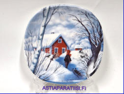 ARABIA,Sein�lautanen Kotiseudun talvi. Design: Anita Rantanen-Siewers,Mitat Korkeus n. 12 cm, leveys n. 12 cm,1kpl.25�/kpl,( Tuote nro 183AM )