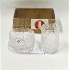 IITTALA,Ultima Thule kermakko ja sokerikko, Design:Tapio Wirkkala, Kermakko korkeus:n. 8,3 cm, Halkaisija: n.5,3 cm,Sokerikon korkeus:n.5,3 cm, Halkaisija:n.8 cm, pari,45� ( Tuote nro / Item #144S )