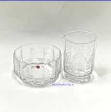 IITTALA, Kuusi kermakko ja sokerikko, Design:Jorma Vennola,1980-luku,Kermakko korkeus:n.10 cm, Halkaisija n.6,5 cm,Sokerikon korkeus:n.6 cm, Halkaisija:n.10,5 cm, pari,65� ( Tuote nro / Item #165S )