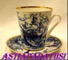 LOMONOSOV ,SEA SHIPS Coffee Mug and Saucer, Fine Porcelain from The Lomonosov Porcelain Factory ,1kpl,55�