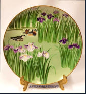 ( Toukokuu / May )Vintage Japanese hand painted,  Design: Franklin Mint Porcelain Plates 1979,Japanilainen koristelautanen, kuukausiaiheet, halkaisija n.26 cm,1kpl, 95€/kpl
