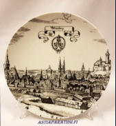 Hildesheim, saksalainen koristelautanen, Porzella,halkaisija n.17 cm,1kpl, 35/kpl